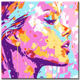 Painting by Numbers Art Lifestyle Woman Profile with Pastel Colored Blobs