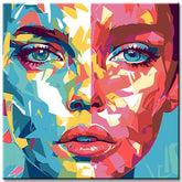 Painting by Numbers Art Lifestyle Woman Half Red Colored and Half Teal Colored Face