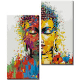 Painting by Numbers Art Lifestyle Golden Buddha with Paint Splashes 2-Panel