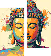 Painting by Numbers Art Lifestyle Golden Buddha with Paint Splashes 2-Panel