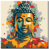 Painting by numbers art golden Buddha with paint splashes