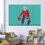 Painting by Numbers Art Lifestyle Old Man with Basketball 3-Panel