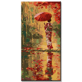 Painting by Numbers Art Lifestyle Woman Standing on The Bank with An Umbrella