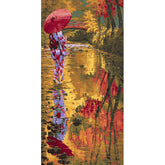 Painting by Numbers Art Lifestyle Woman standing on the bank with an umbrella