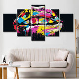 Painting by Numbers Art Lifestyle Colorful Half-Open Lips 5-Panel
