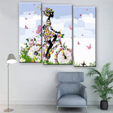 Painting by Numbers Lifestyle Art Woman on Bicycle 3-Panel