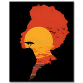 Painting by Numbers Man on The Beach At Sunset