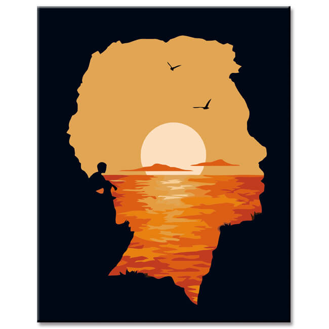 Painting by Numbers Man on the Beach at Sunset Shipping from DE