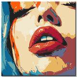 Paint by Numbers closeup of woman with red lips