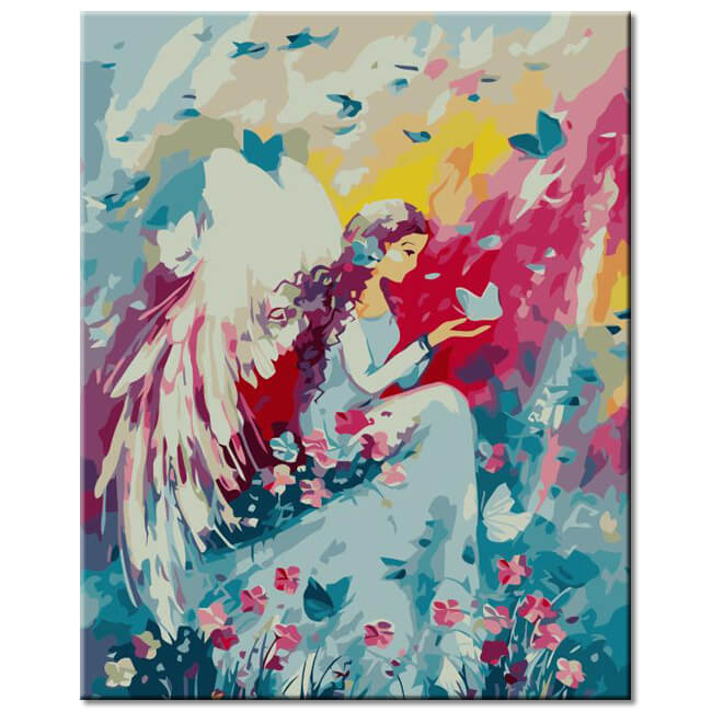 Painting by numbers Beautiful angel in flowers Shipping from DE