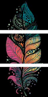 Painting by Numbers Mandala Feather 3-Panel