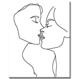 Paint by Numbers Line Drawing Art Silhouette Kiss Love