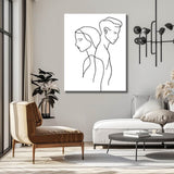 Painting by Numbers Line Drawing Art Silhouette Man and Woman
