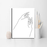 Painting by Numbers Line Drawing Art Silhouette Hands VII