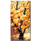 Paint by Numbers Panorama Art Nature Tree with Yellow Leaves
