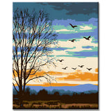 Paint by Numbers Art Nature Geese in Winter Sky