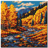 Painting by Numbers Art Nature River Flows Through The Autumn Landscape