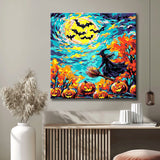 Painting by Numbers Art Nature Halloween Witch Flying on Broom