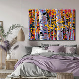 Painting by numbers art nature bare trees with autumn leaves