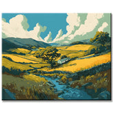Painting by Numbers Art Nature Green Landscape with Mountains