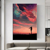 Painting by Numbers Art Nature Girl with Dog and Exotic Clouds