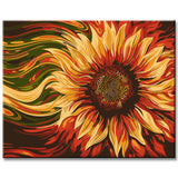 Painting by numbers art nature open sunflower blowing in the wind