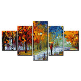 Painting by Numbers Art Nature Autumn Landscape Woman with Umbrella 5-Panel