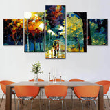 Painting by Numbers Art Nature Evening Walk in The Rain Under Trees 5-Panel