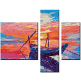 Painting by Numbers Nature Art Boat by The Sea i 3-Panel