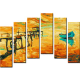Painting by Numbers Nature Art Boat on The Lake 6 Panel