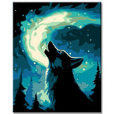 Painting by Numbers Northern Aurora Night Wolf -