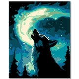 Painting by Numbers Northern Aurora Night Wolf -