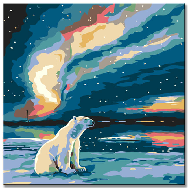 Painting by numbers polar bear and aurora shipping from DE-50*50cm-with stretcher frame-with covering service