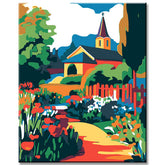 Painting by Numbers Village idyll with Church and Garden