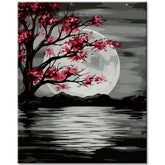 Painting by Numbers Black and White Moon Night Mood