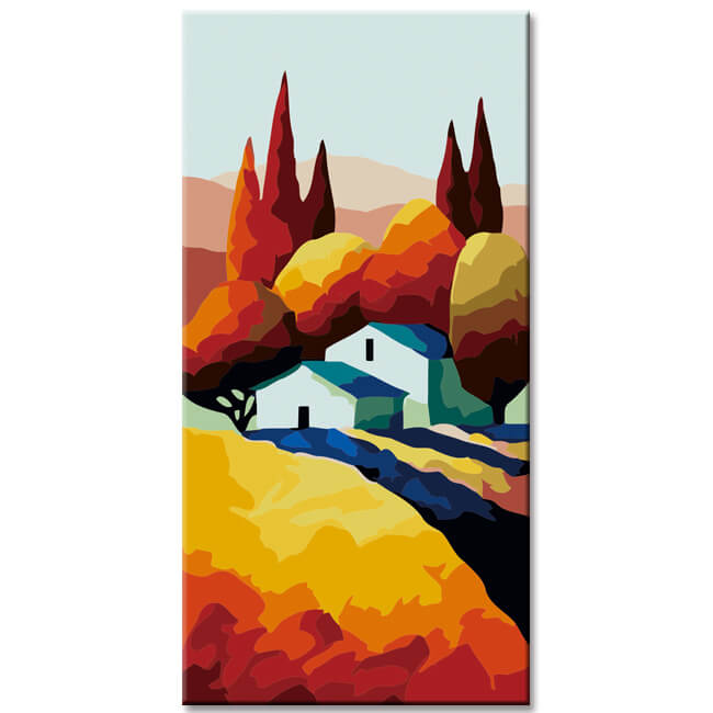 Painting by numbers folk art folk art house in landscape