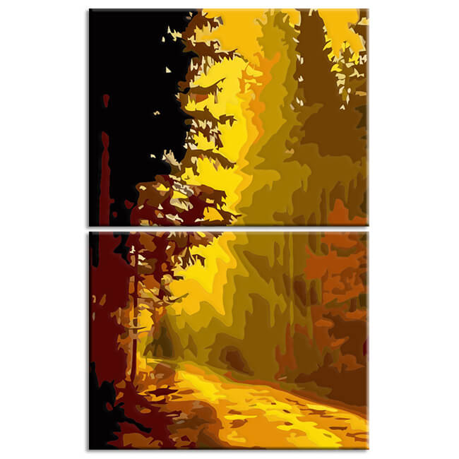 Painting by numbers Radiant light in the forest 2-part shipping from DE