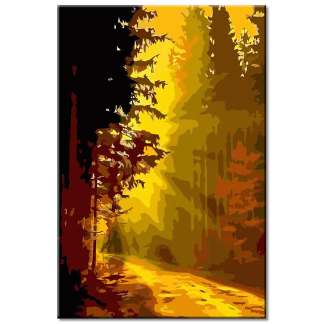 Painting by numbers Shining light in the forest Shipping from DE
