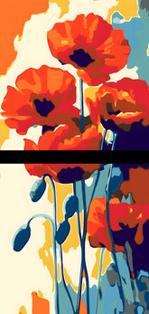 Painting by Numbers Watercolor Poppy Flowers 2-Panel