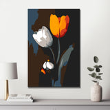 Painting by Numbers Orange and White Tulip Black and White