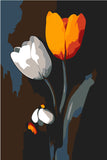 Painting by Numbers Orange and White Tulip Black and White