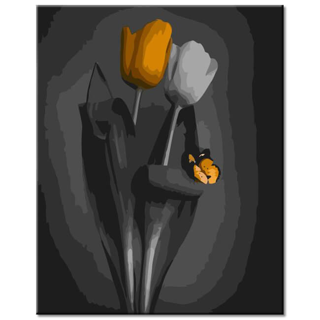 Painting by numbers orange and white tulip black and white shipping from DE
