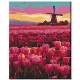 Painting by Numbers Netherlands Holland Tulips Windmill