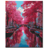 Painting by Numbers Netherlands Holland Canals Cherry Blossom