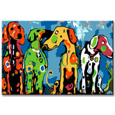 Painting by Numbers Art Four Colorful Dogs