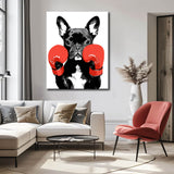Painting by Numbers Art Black Dog with Red Boxing Gloves