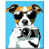 Painting by Numbers Art Dog with Glasses and Camera