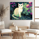 Painting by Numbers Art White Cat with Green Eyes in The Grass