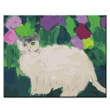 Painting by Numbers Art White Cat with Green Eyes in The Grass