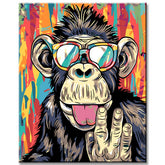 Painting by numbers art animal funny monkey with glasses